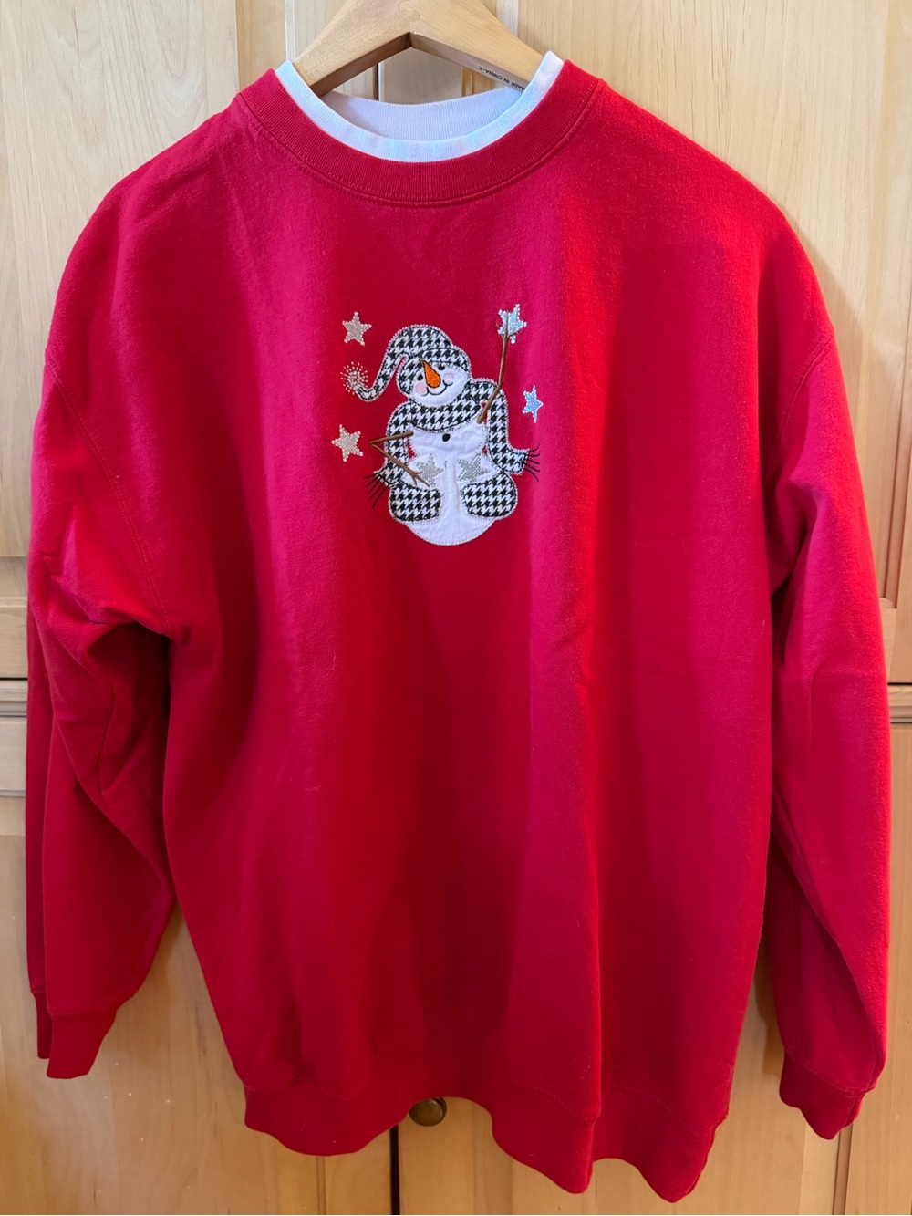 Crewneck Snowman Appliqué Teacher Sweatshirt